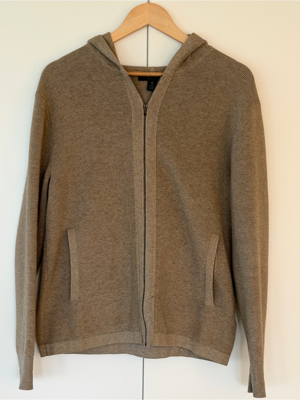 Banana Republic Men's Zip Hoodie Sweater in Taupe